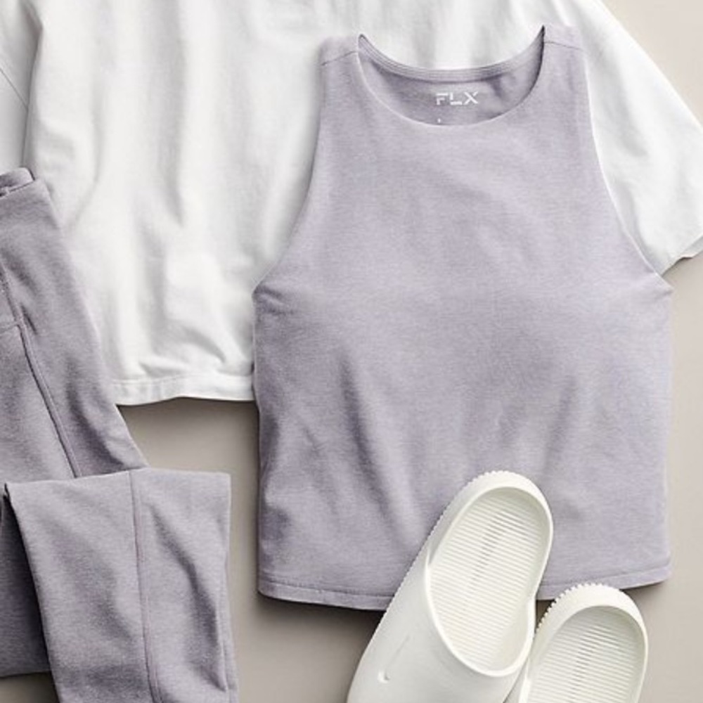 FLX, Brushed High Neck Tank Top, Removable Cups, Heathered Lavender, Small
